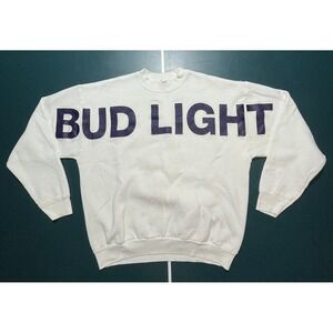 Vintage 90s Bud Light Embroidered Crewneck Sweatshirt Spell Out Size XL USA MADE